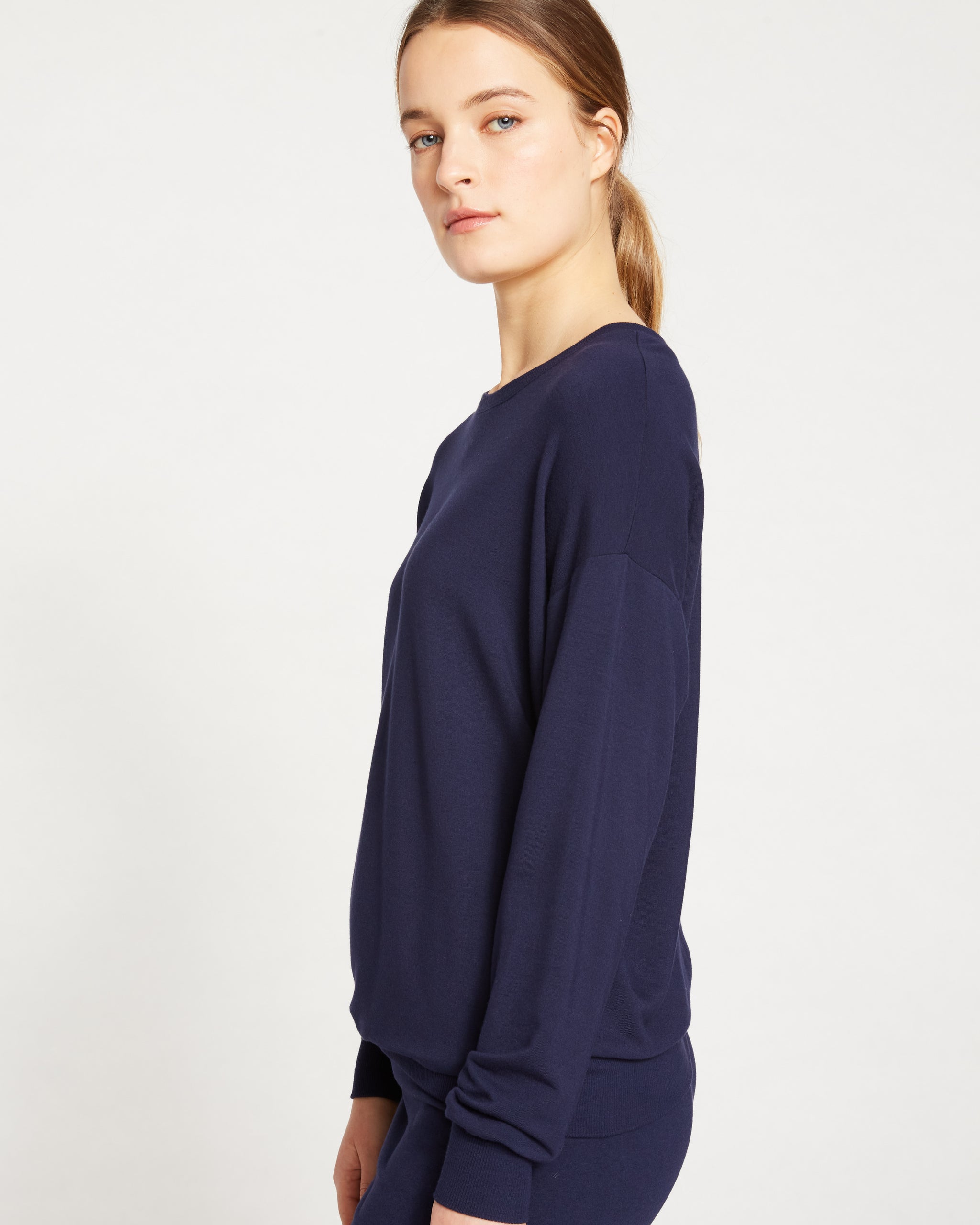 Classic Light Terry Sweatshirt - Navy Zoom image 3