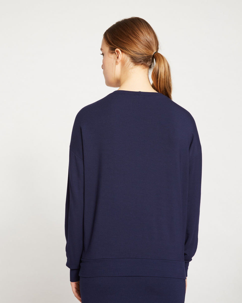 Classic Light Terry Sweatshirt - Navy Zoom image 4