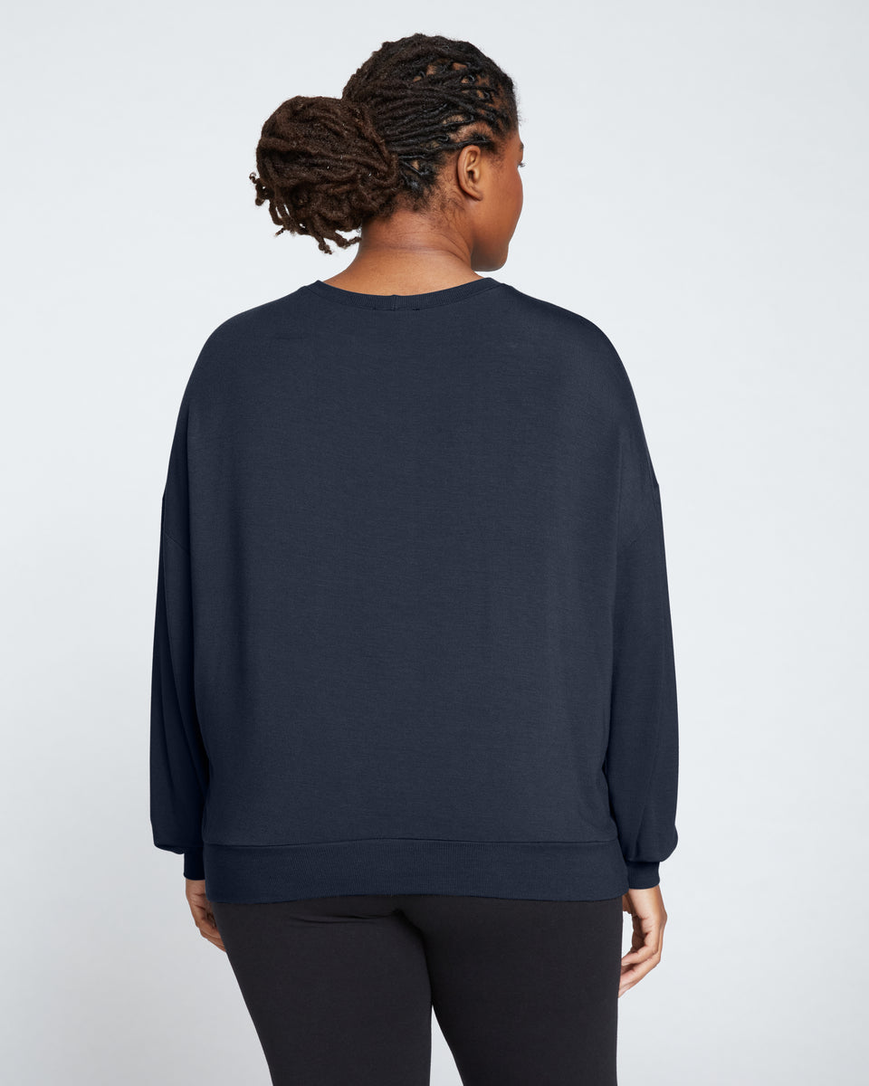 Classic Light Terry Sweatshirt - Navy Zoom image 4