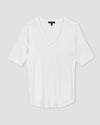 Lily Liquid Jersey V-Neck Stovepipe Tee - White thumbnail 2