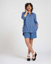 Dawn Linen Hi Low Tunic - Washed Indigo thumbnail 3