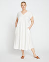 Louvre Bow Back Linen Dress - White thumbnail 1