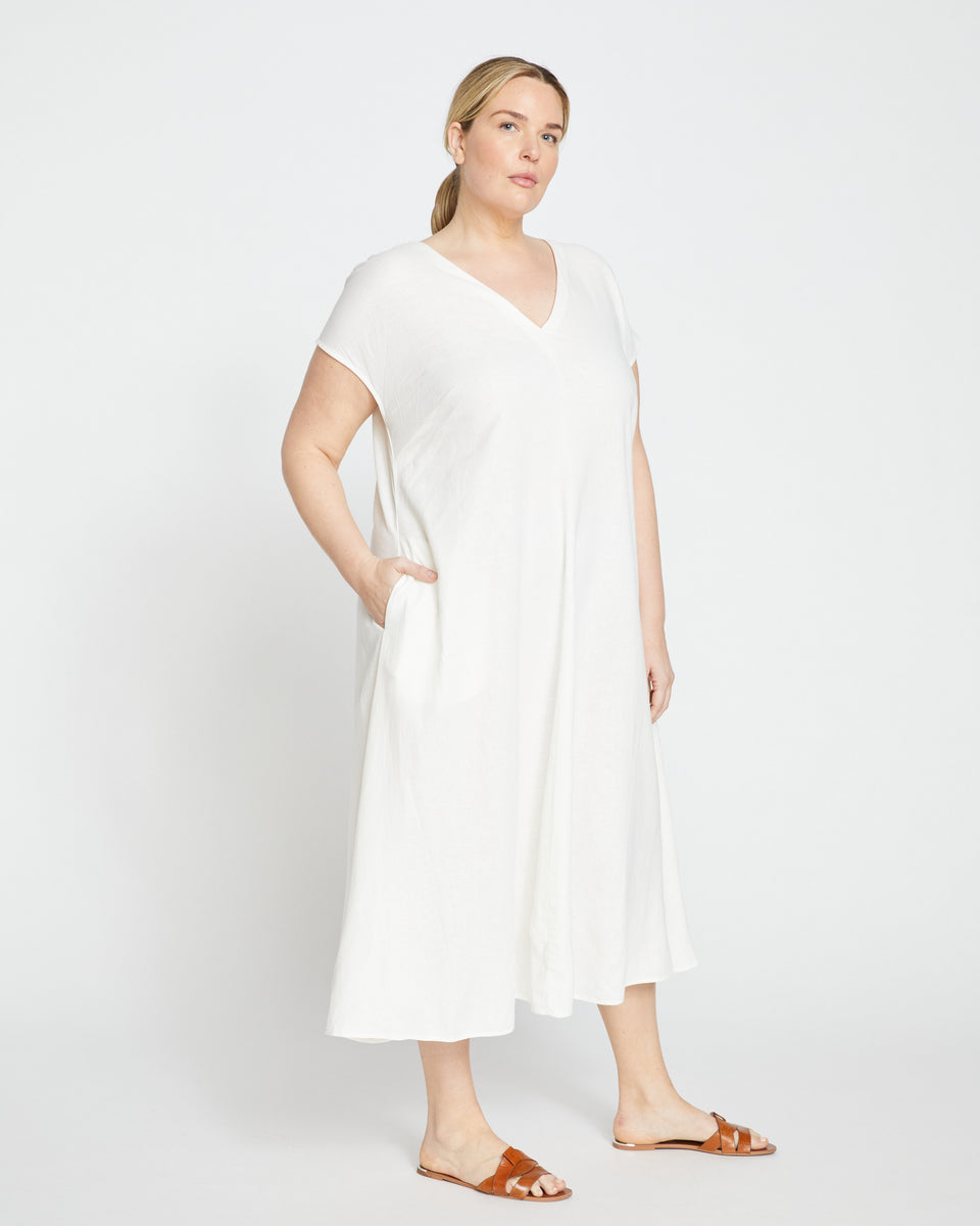 Louvre Bow Back Linen Dress - White Zoom image 4