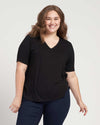 Liquid Jersey Emma V Neck Easy Tee - Black thumbnail 0