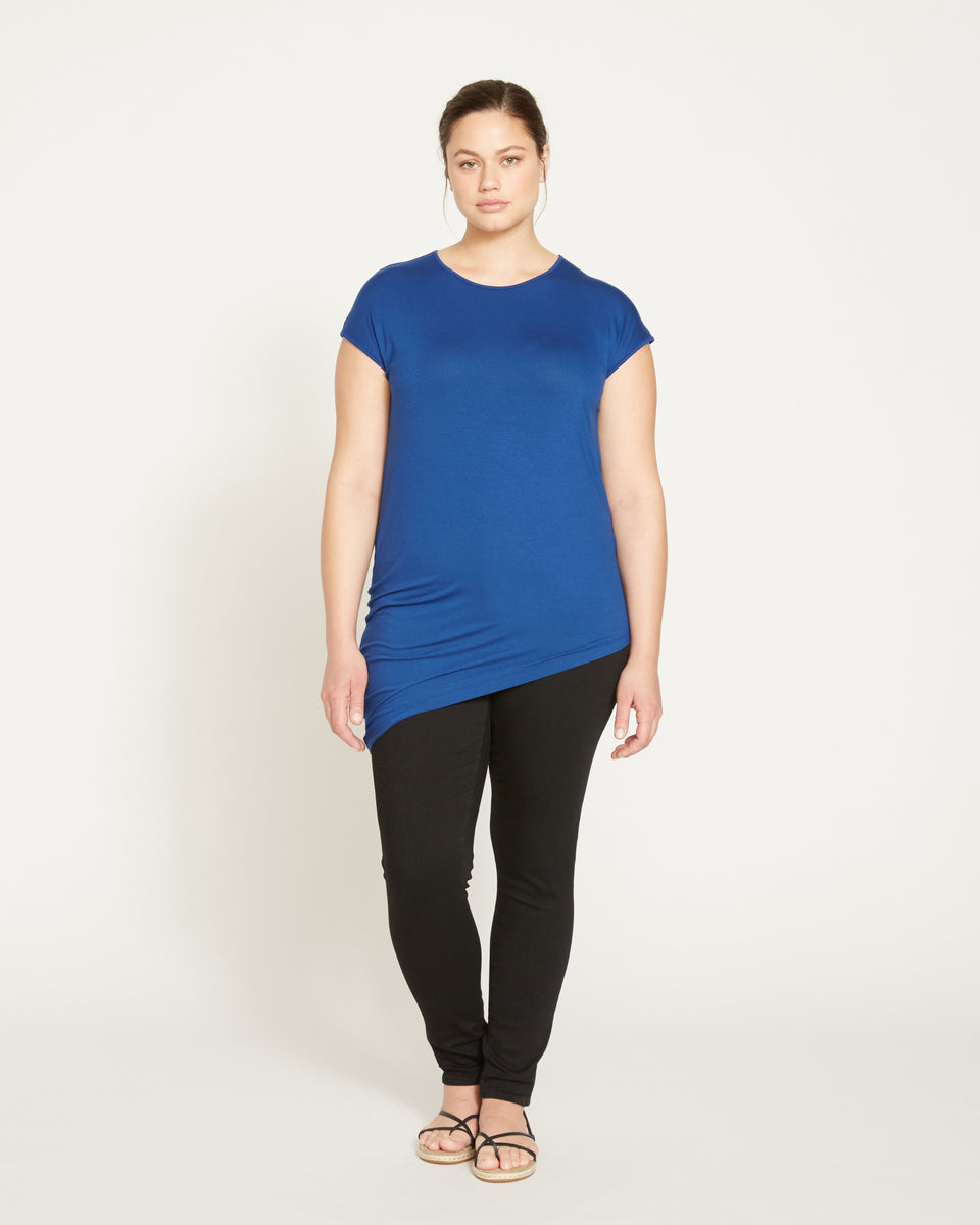 Liquid Jersey Crew Neck Genevette Top - True Blue Zoom image 0