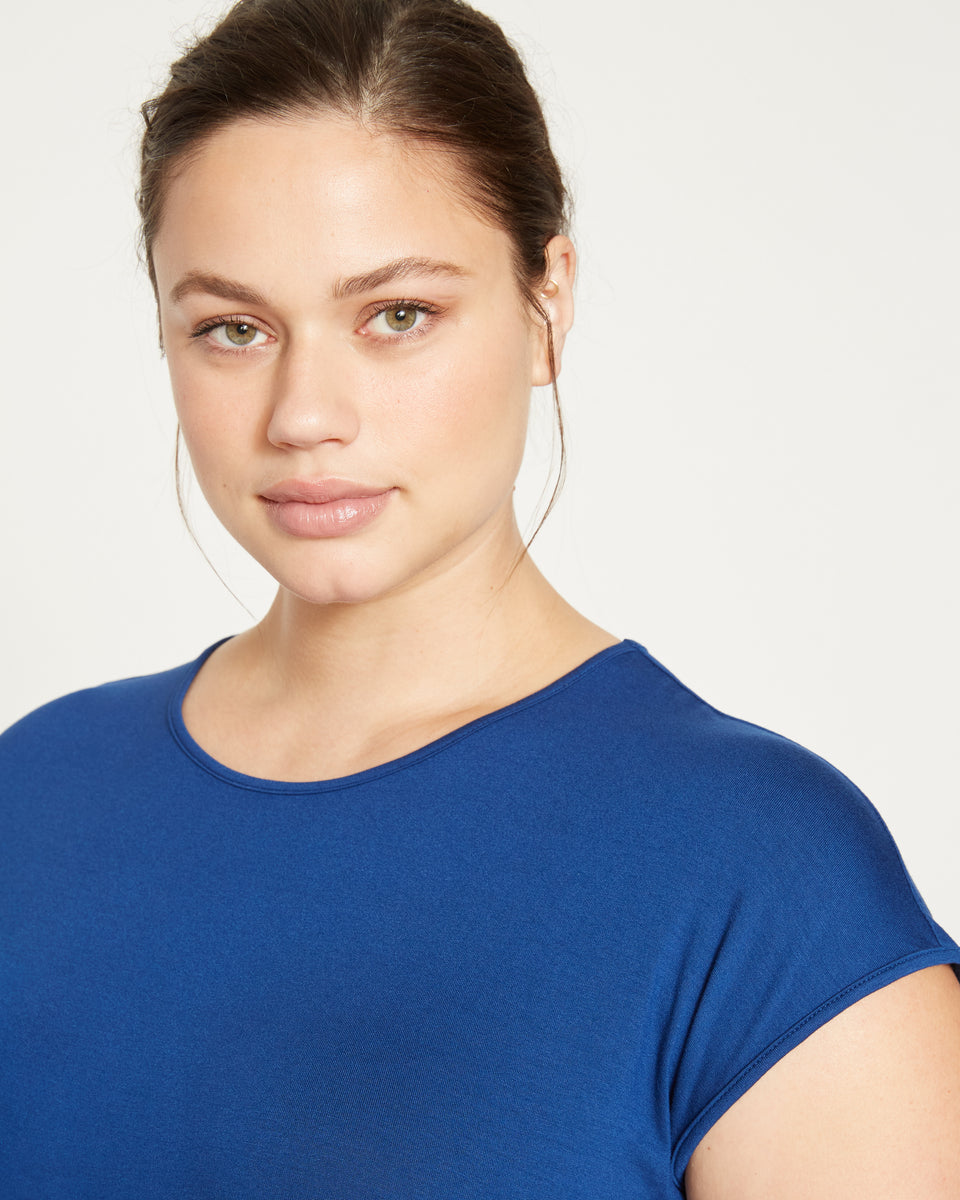 Liquid Jersey Crew Neck Genevette Top - True Blue Zoom image 2