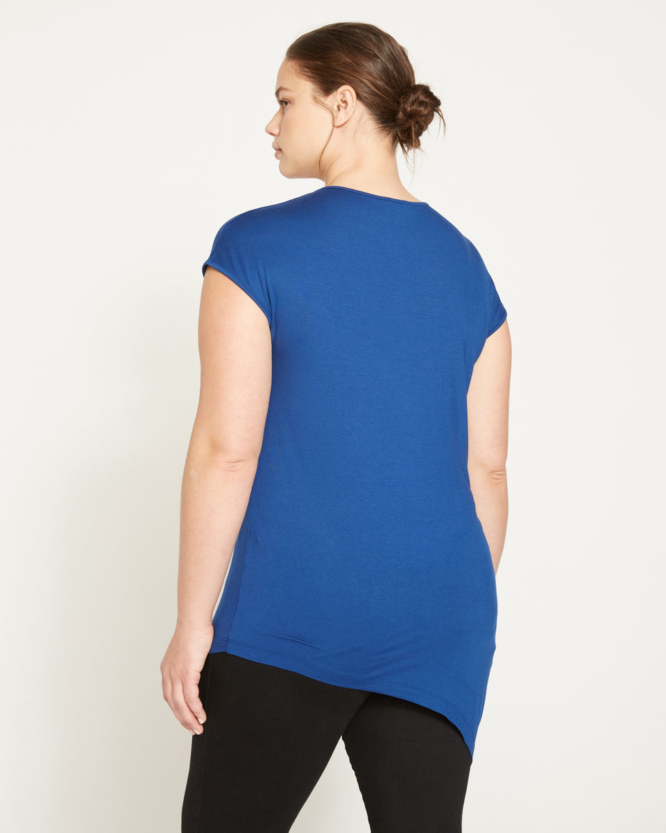 Liquid Jersey Crew Neck Genevette Top - True Blue Zoom image 4