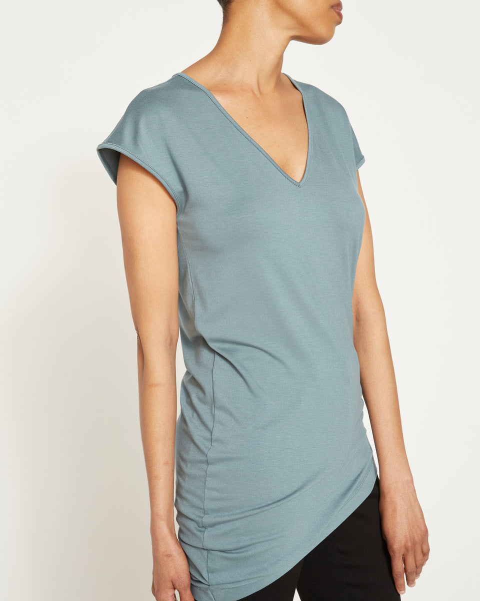 Liquid Jersey V-Neck Genevette Top - Storm Zoom image 5