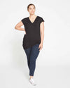 Liquid Jersey V-Neck Genevette Top - Black thumbnail 0