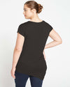 Liquid Jersey V-Neck Genevette Top - Black thumbnail 3