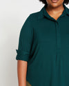 Elbe Popover Liquid Jersey Shirt Classic Fit - Forest Green thumbnail 0