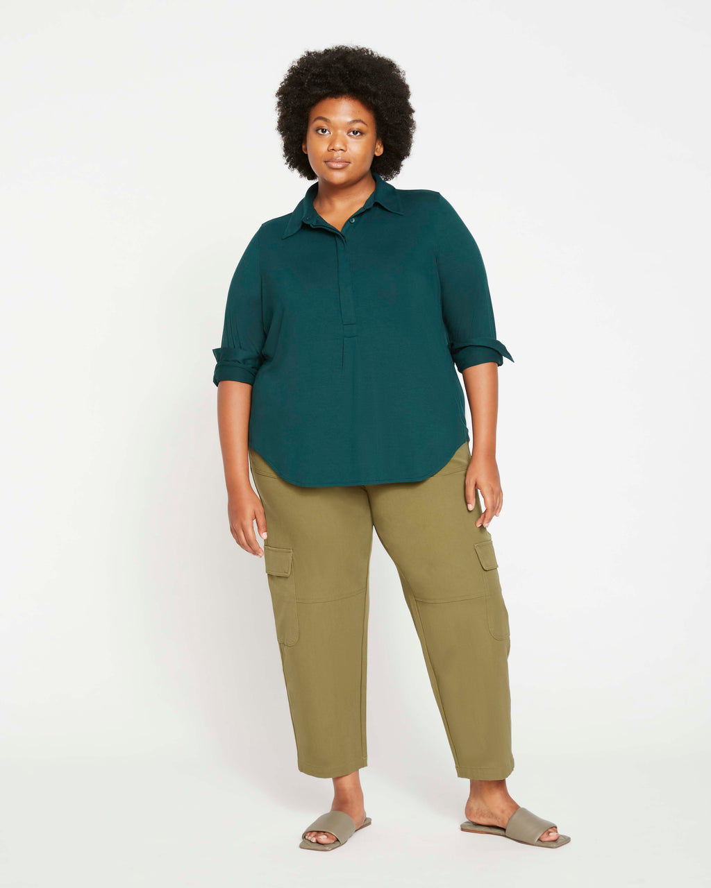Elbe Popover Liquid Jersey Shirt Classic Fit - Forest Green - image 1