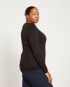 Liquid Jersey Two-Way Long Sleeve Cross Top - Black thumbnail 3