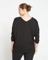 Liquid Jersey V Neck Dolman Top - Black thumbnail 2