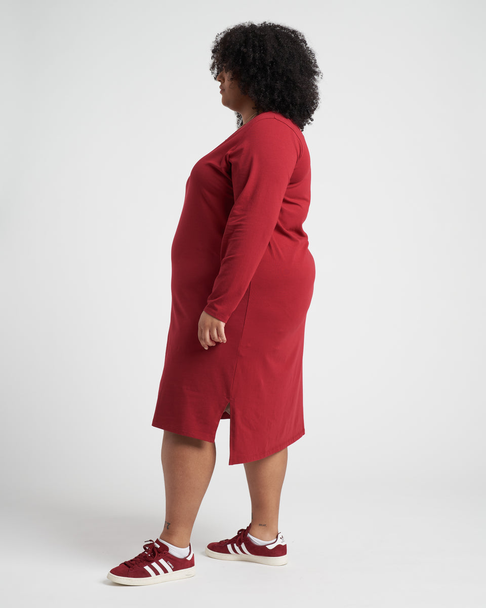 Long Sleeve Tesino Washed Jersey Dress - Red Dahlia Zoom image 6