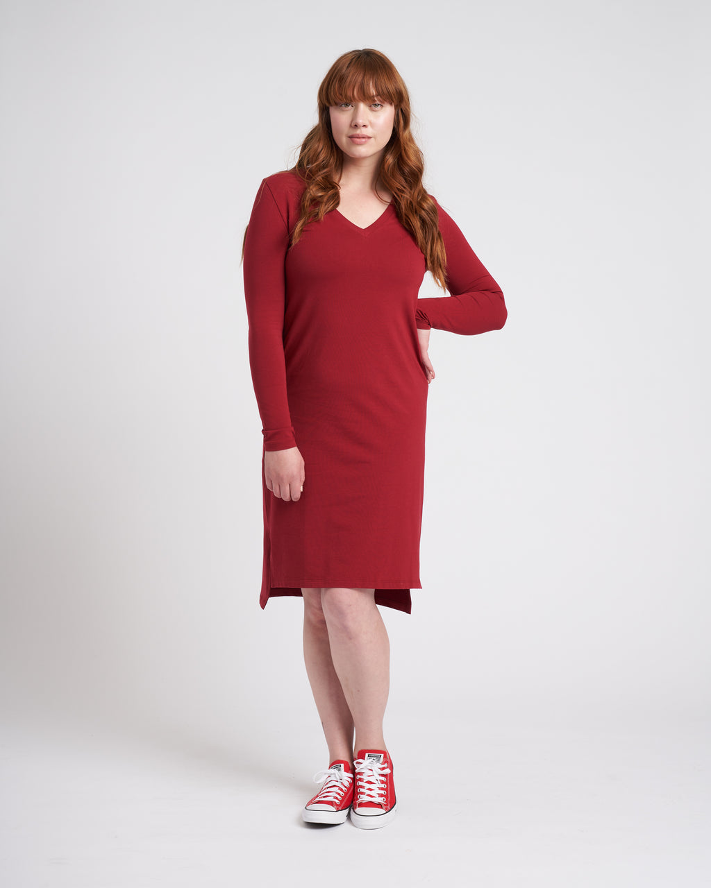 Long Sleeve Tesino Washed Jersey Dress - Red Dahlia - image 0