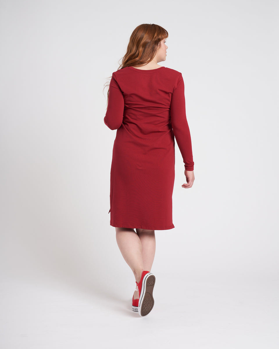 Long Sleeve Tesino Washed Jersey Dress - Red Dahlia Zoom image 2