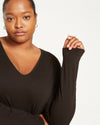 Iconic Long Sleeve V-Neck Geneva Dress - Black thumbnail 2