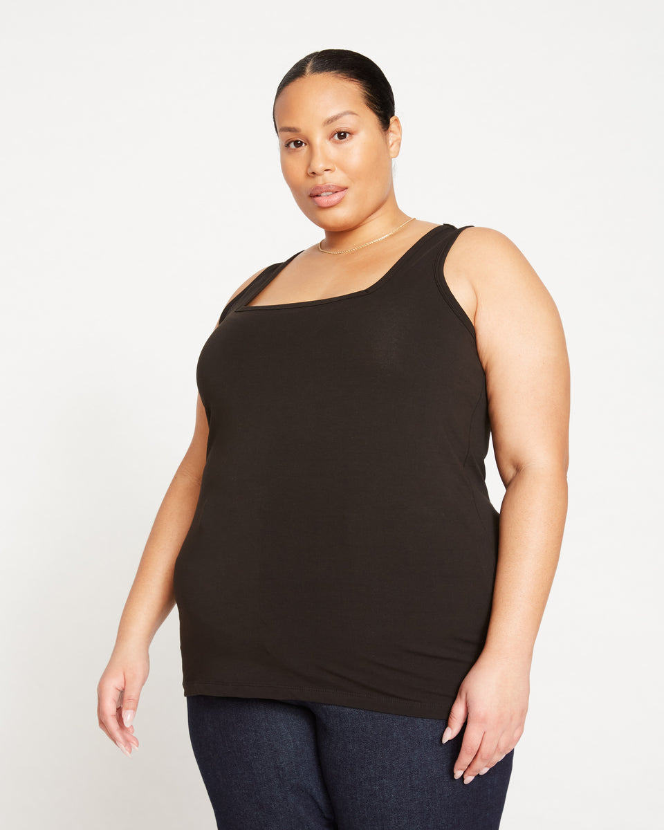 Square Neck Tank Top - Black Zoom image 2