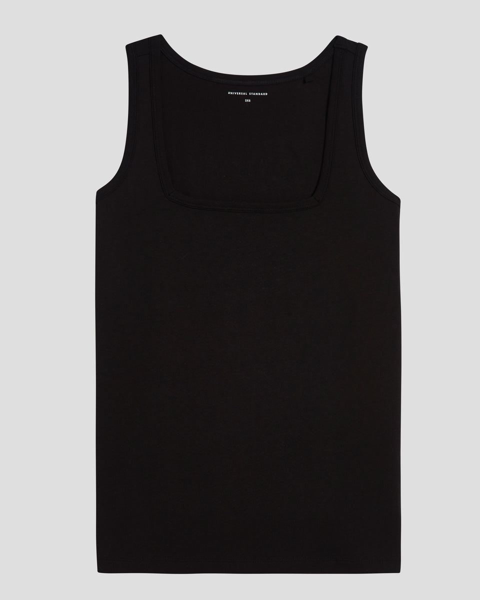 Square Neck Tank Top - Black Zoom image 1