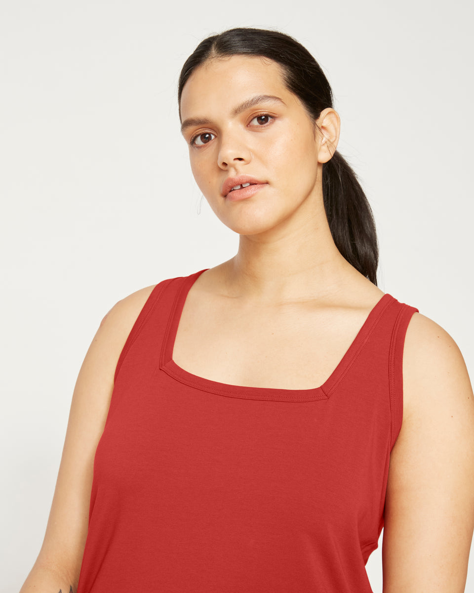 Square Neck Tank Top - Red Zoom image 0