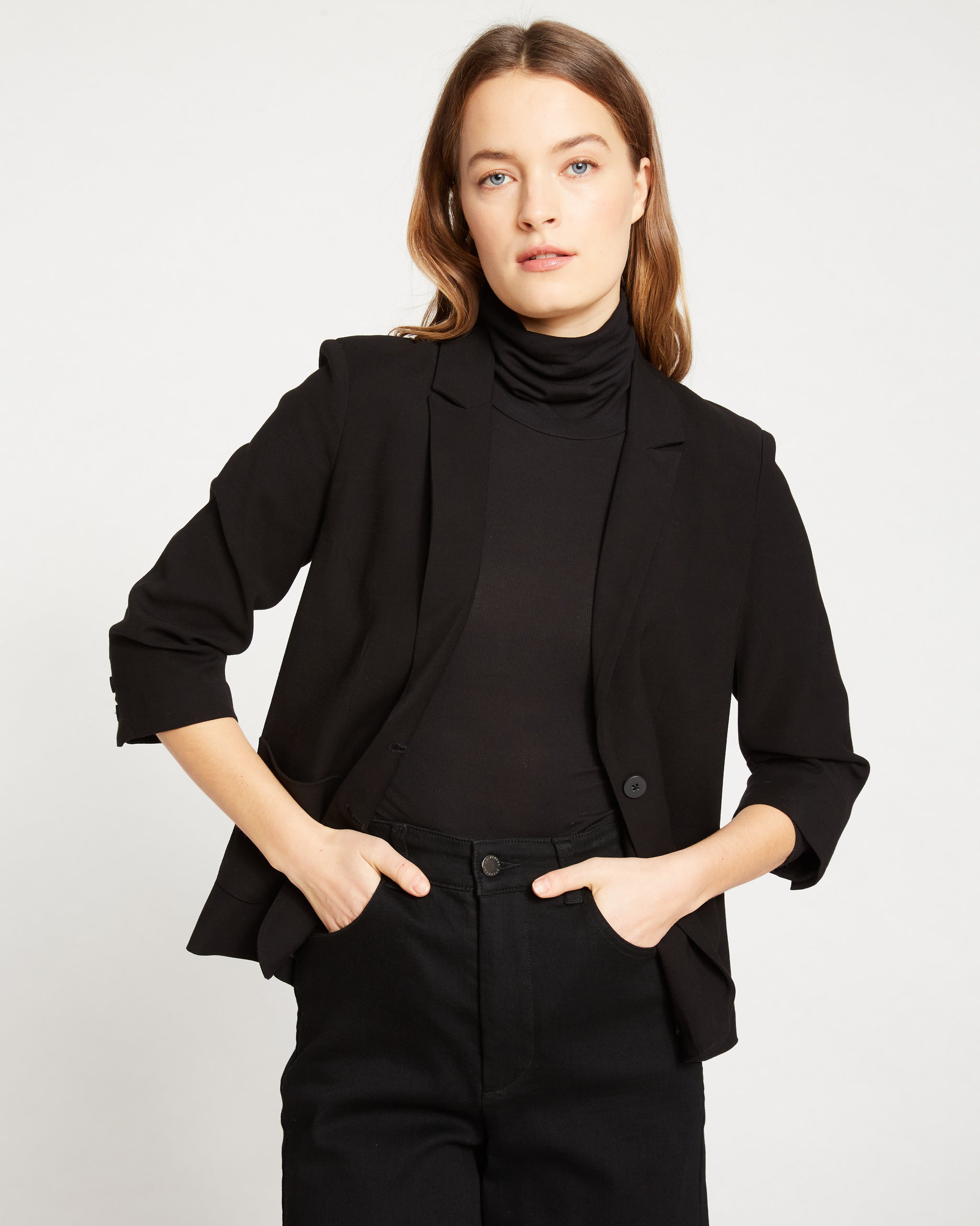 Meg Double Luxe Short Blazer - Black | Universal Standard
