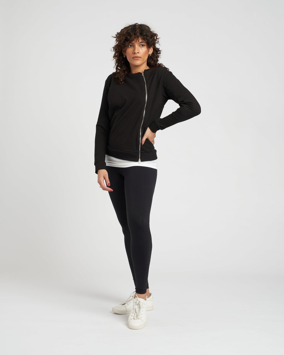 Classic Light Terry Meridian Zip Pullover - Black Zoom image 5