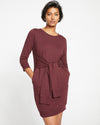 Classic Light Terry Tie Sweatshirt Dress - Black Cherry thumbnail 1