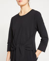 Classic Light Terry Tie Sweatshirt Dress - Black thumbnail 0
