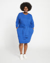 Classic Light Terry Tie Sweatshirt Dress - Lapis thumbnail 0