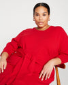 Classic Light Terry Tie Sweatshirt Dress - Red thumbnail 0