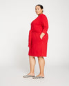 Classic Light Terry Tie Sweatshirt Dress - Red thumbnail 3