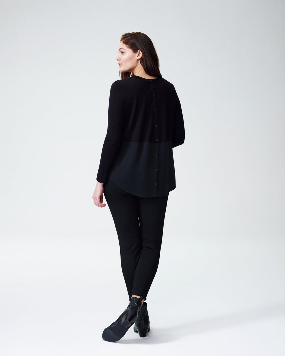 Dalia Mixed Media Sweater - Black Zoom image 3