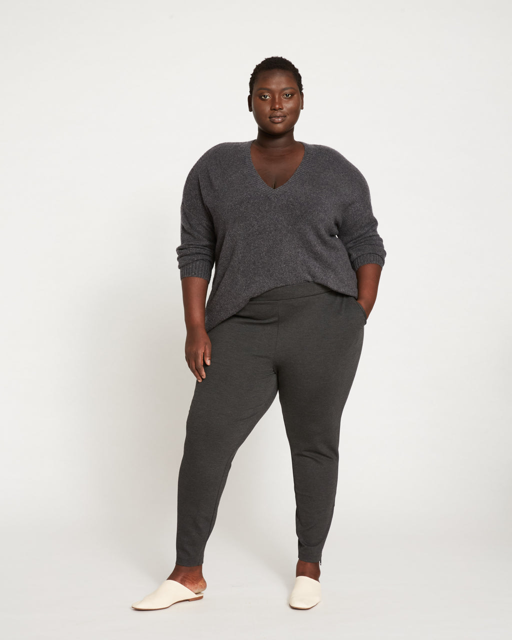 Moro Pocket Signature Ponte Pants - Charcoal - image 0