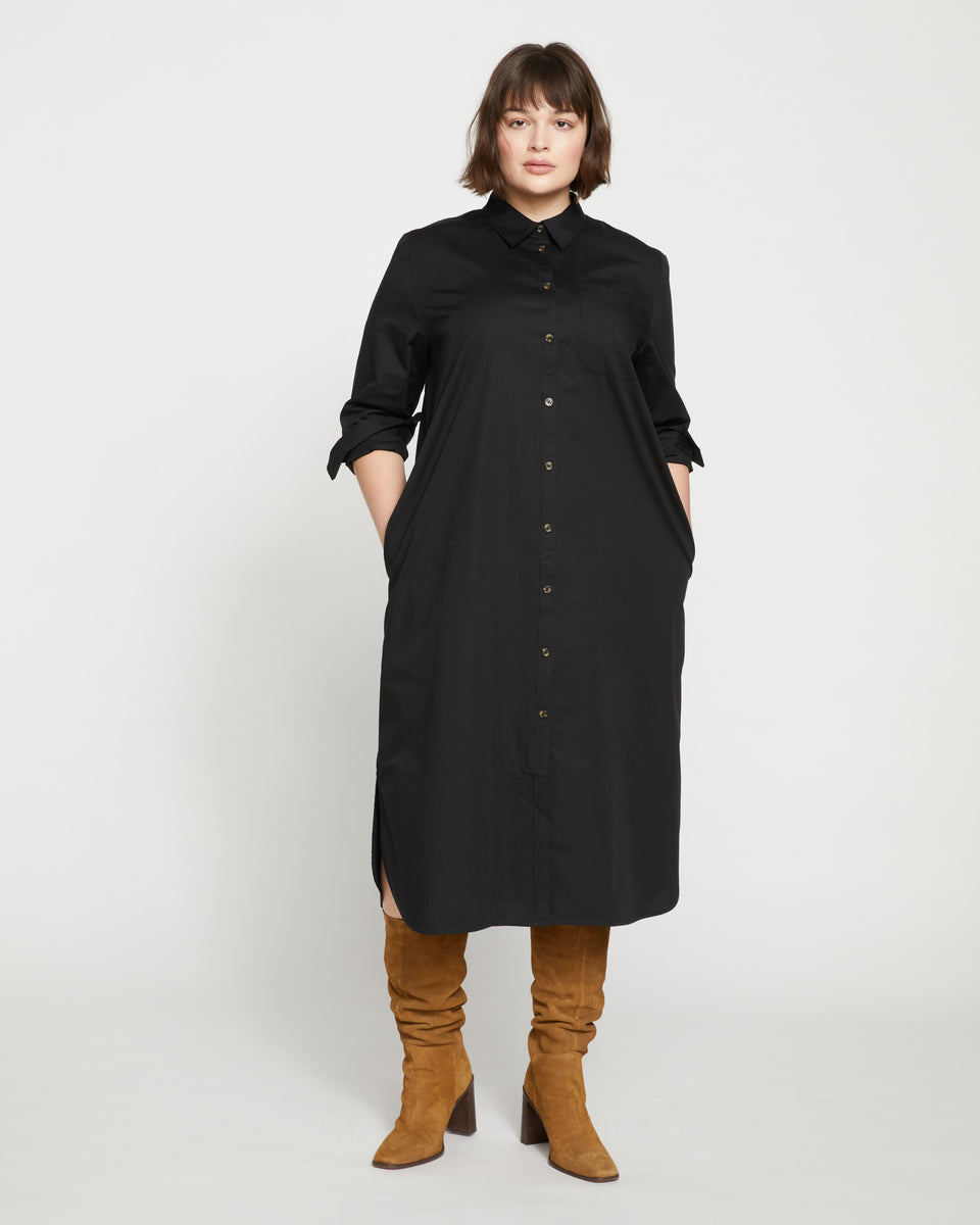 Odeon Stretch Poplin Shirtdress - Black Zoom image 0