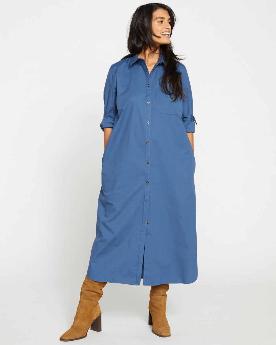 Odeon Stretch Poplin Shirtdress - Bleu Scolaire Zoom image 0