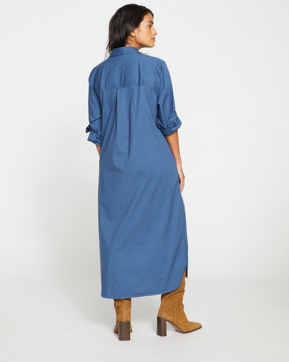 Odeon Stretch Poplin Shirtdress - Bleu Scolaire Zoom image 3