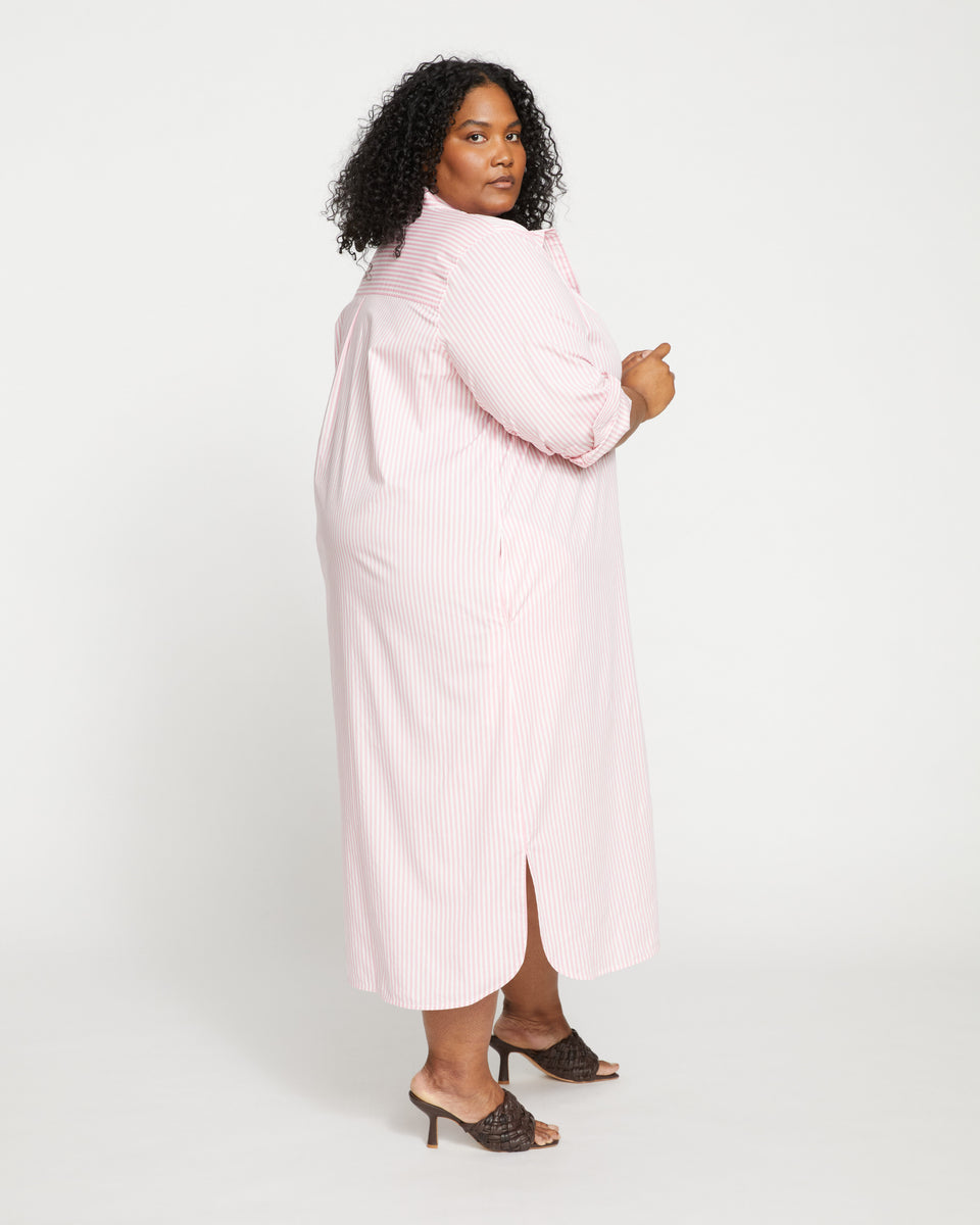 Odeon Stretch Poplin Shirtdress - Pink/White Stripe Zoom image 3