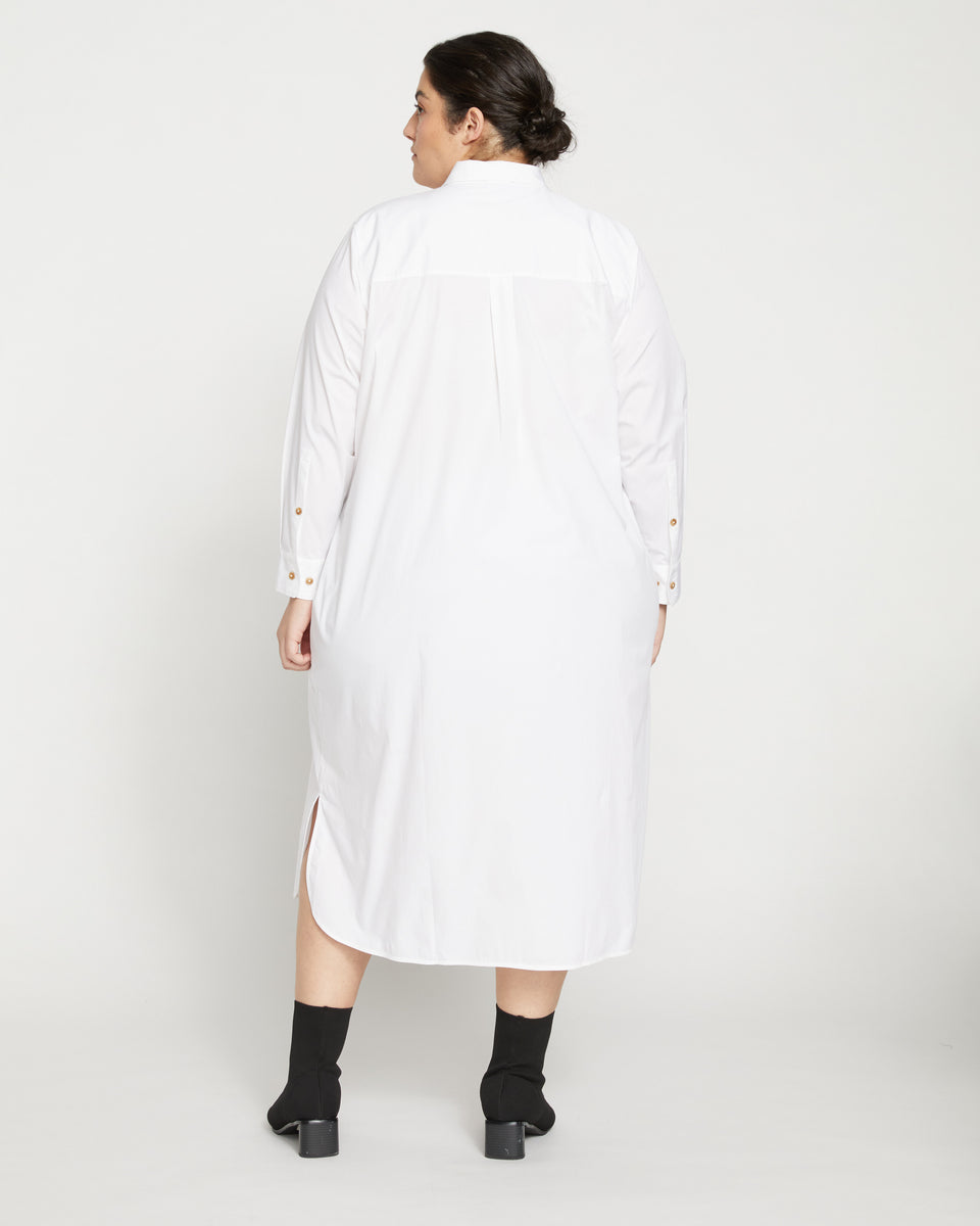 Odeon Stretch Poplin Shirtdress - White Zoom image 3