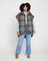 Paparazzi Puffer Vest - Neutral Plaid thumbnail 1