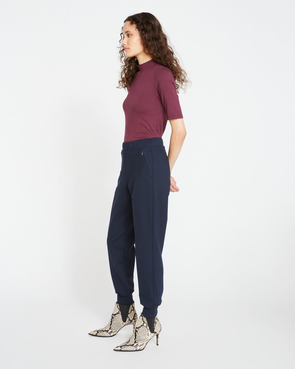 Luxe Laid-Back Ponte Joggers - Navy Zoom image 2