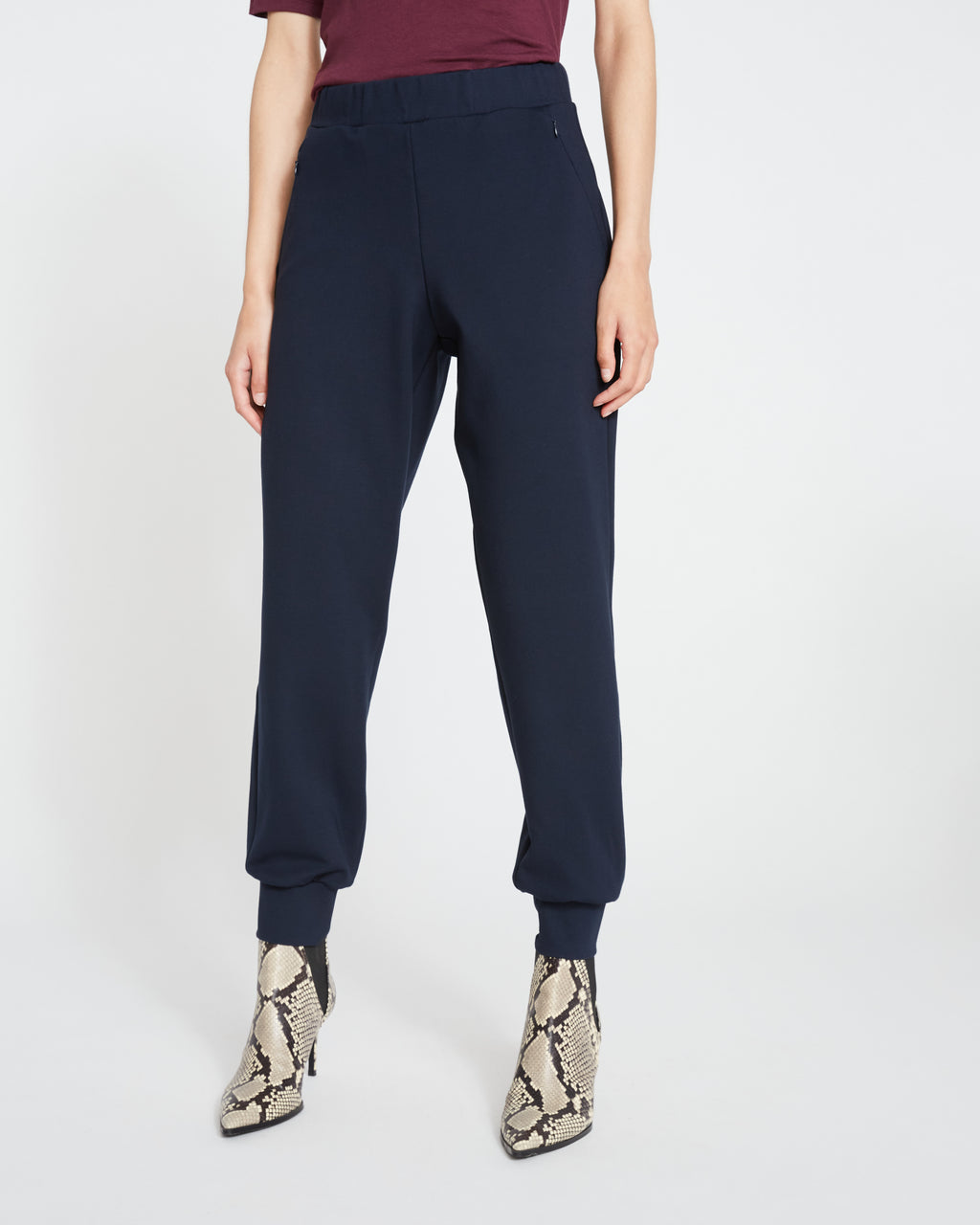 Luxe Laid-Back Ponte Joggers - Navy - image 1