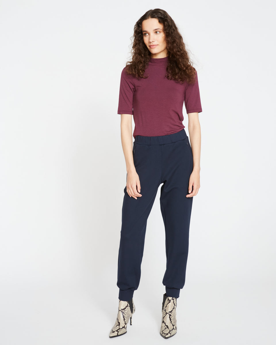Luxe Laid-Back Ponte Joggers - Navy Zoom image 0