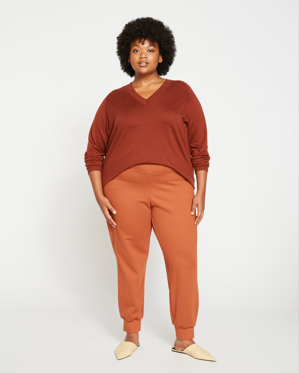 Luxe Laid-Back Ponte Joggers - Ginger Zoom image 1