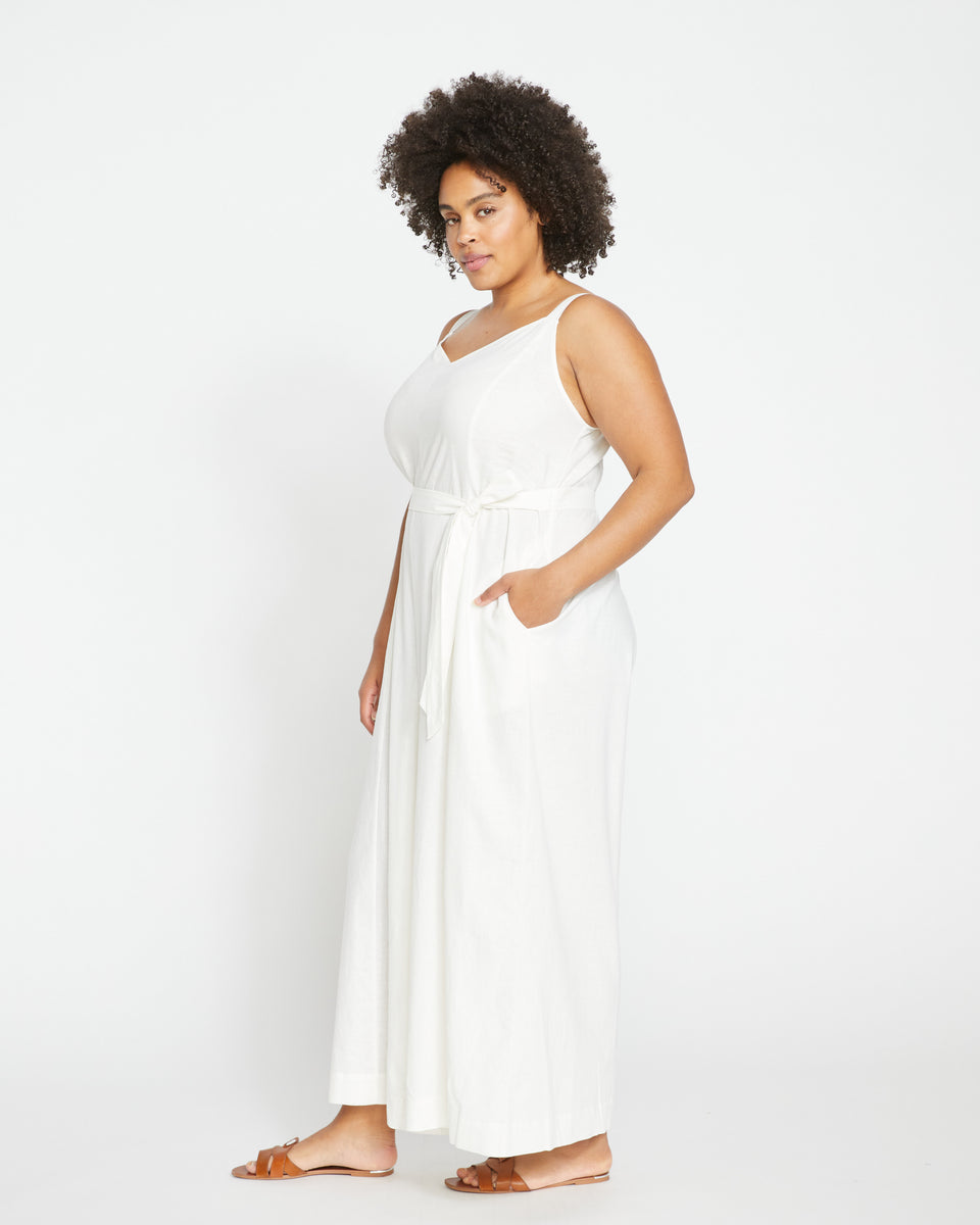 Promenade Linen Jumpsuit - White Zoom image 3