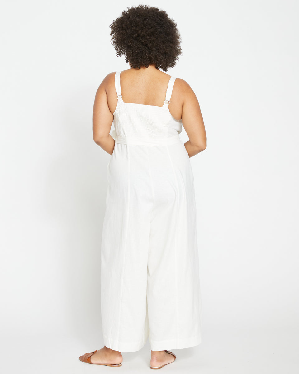 Promenade Linen Jumpsuit - White Zoom image 4