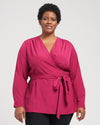 Spotlight Stretch Crepe Wrap Top - Berry thumbnail 0