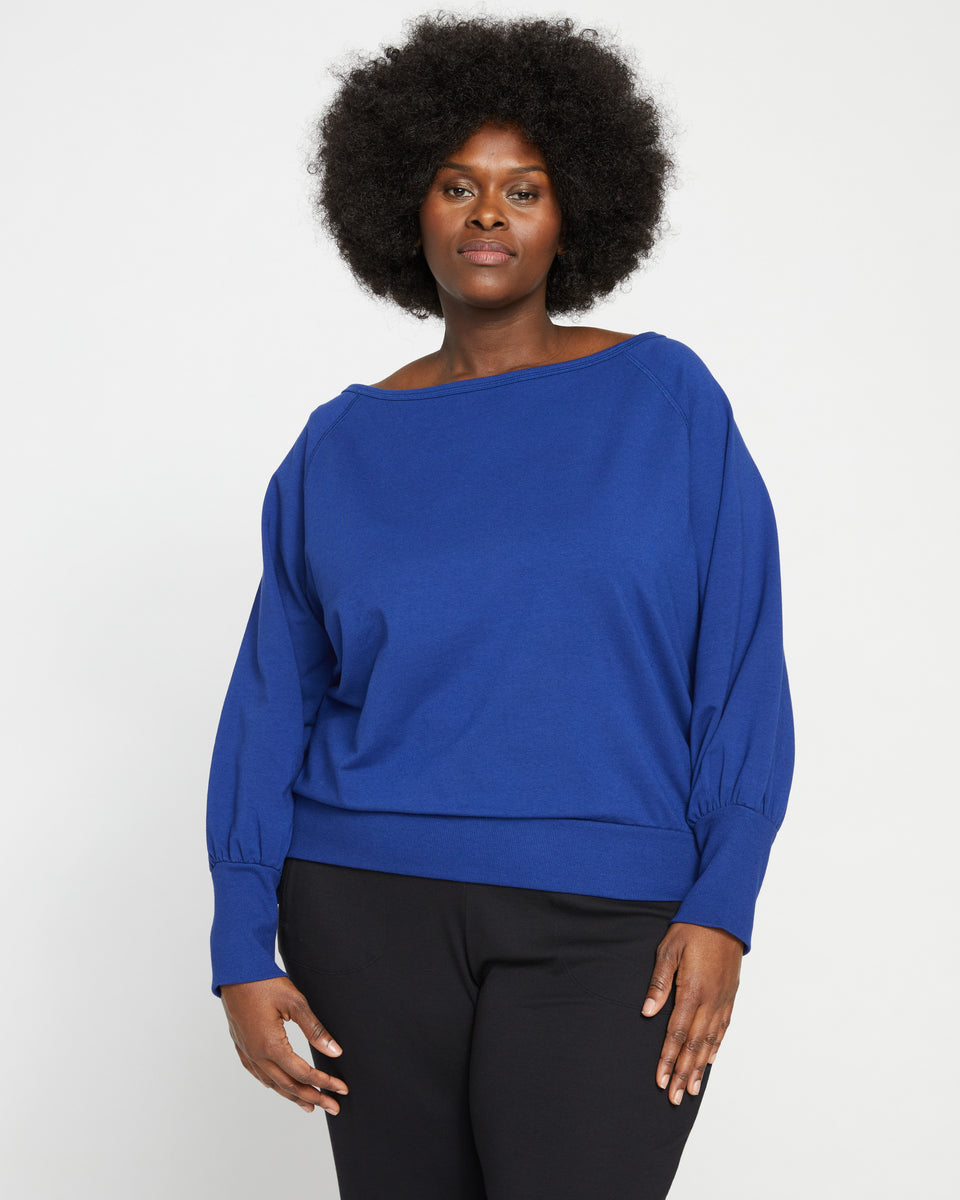 Super Soft Terry Scoop Sweatshirt - Lapis Zoom image 1