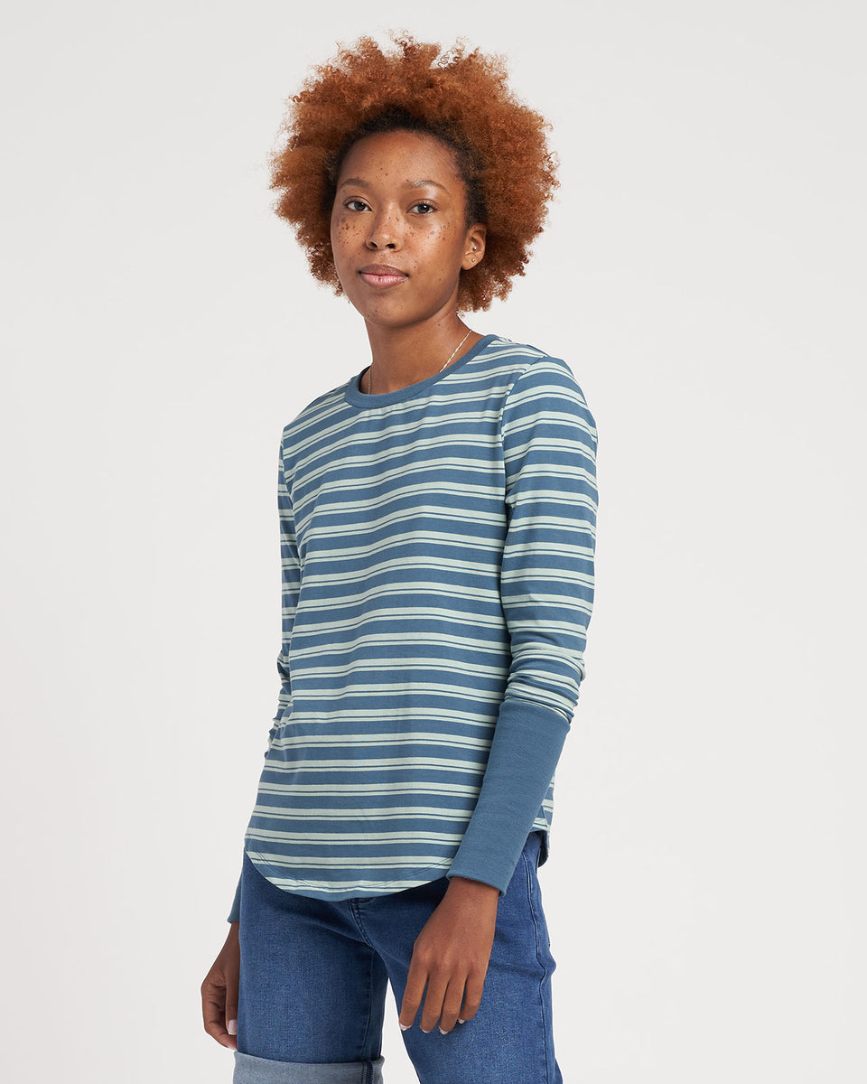 Rhine Color Block Cuff Top - Mist/Teal Stripe Zoom image 1