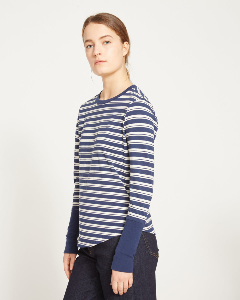 Rhine Color Block Cuff Top - Navy/White Stripe Zoom image 2